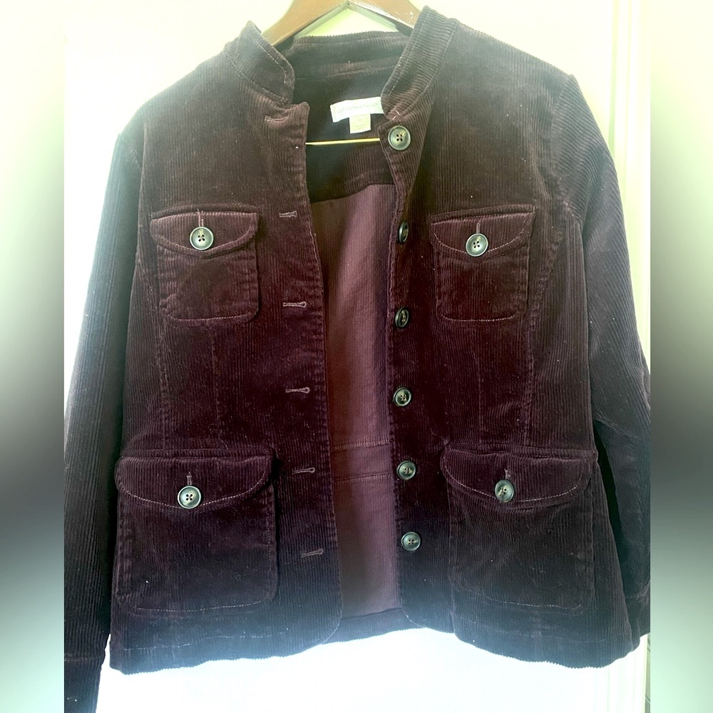 Christopher & Banks dark purple corduroy jacket size M